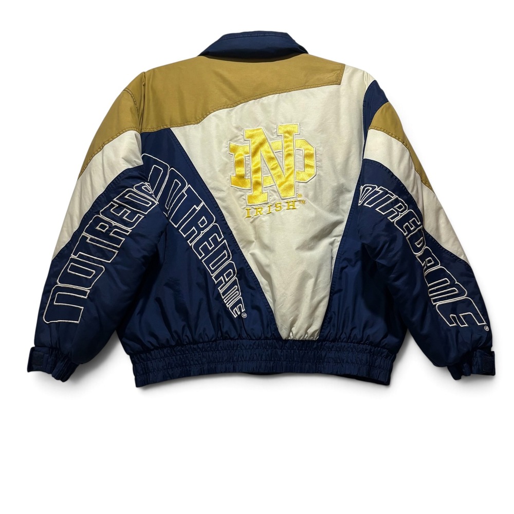 Phenom Notre Dame Fighting Irish Navy Gold Puffer Jacket Men's Large Vintage